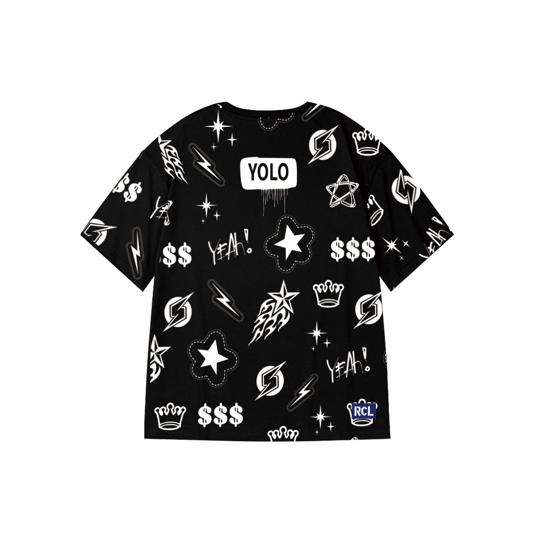 "YOLO" Graffiti-Style Oversized Tee - 2988