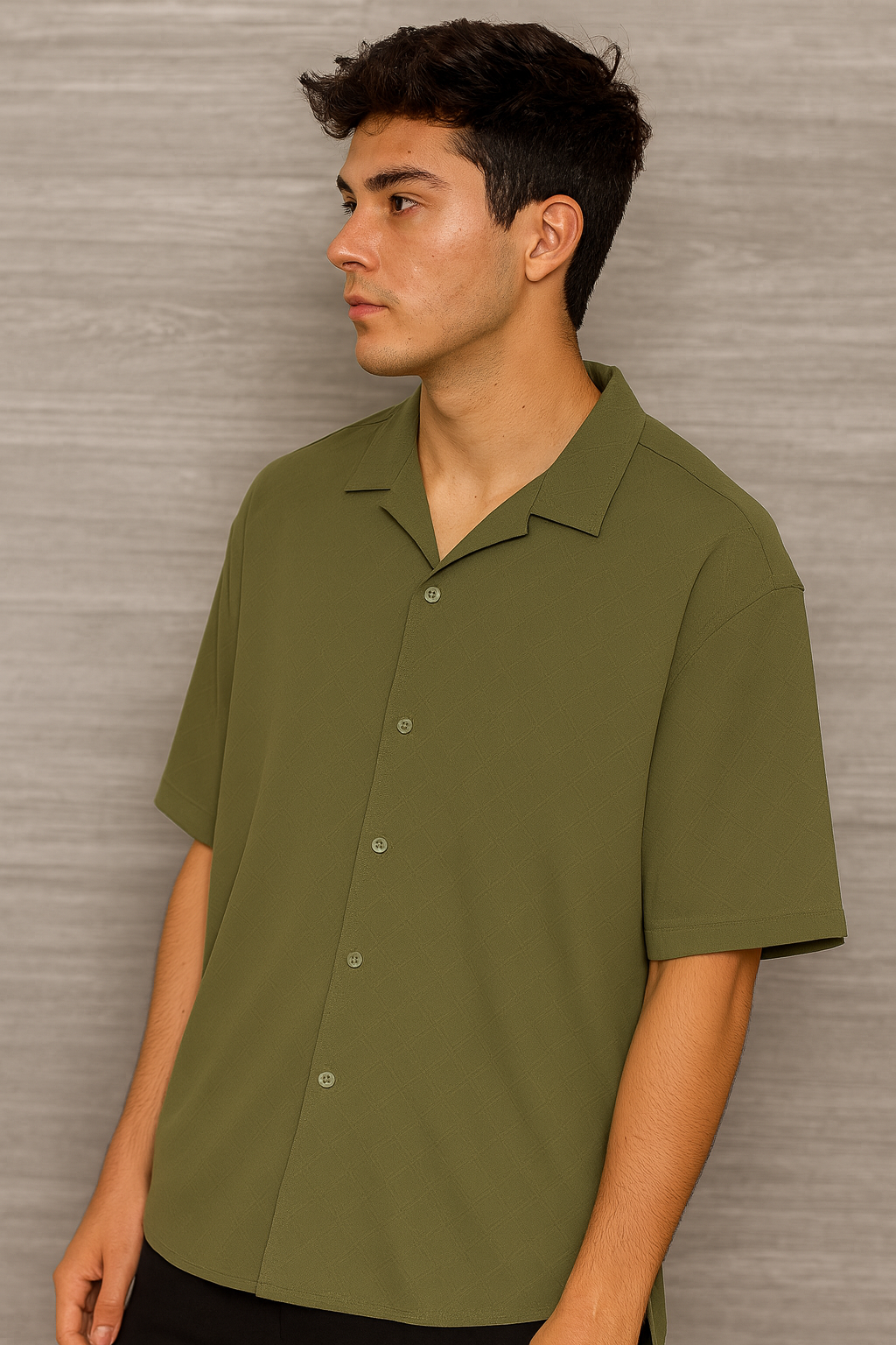 Oversized Short Sleeve Shirt 4514 Green