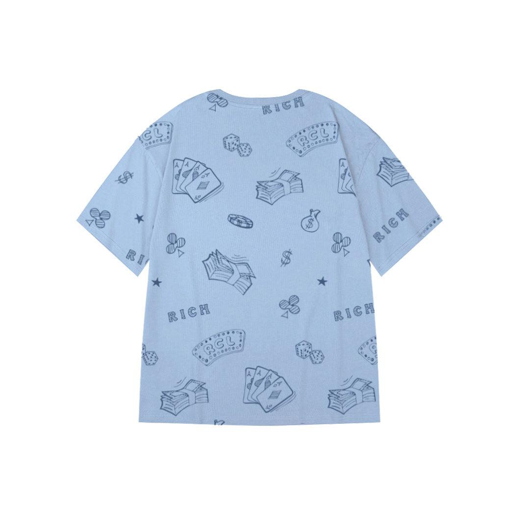 "Money-theme" Graffiti Oversized Tee - 2961