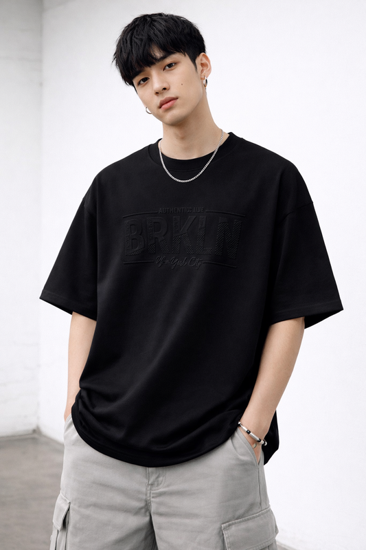 “BRKLN” Emboss Oversized Tee - 3684