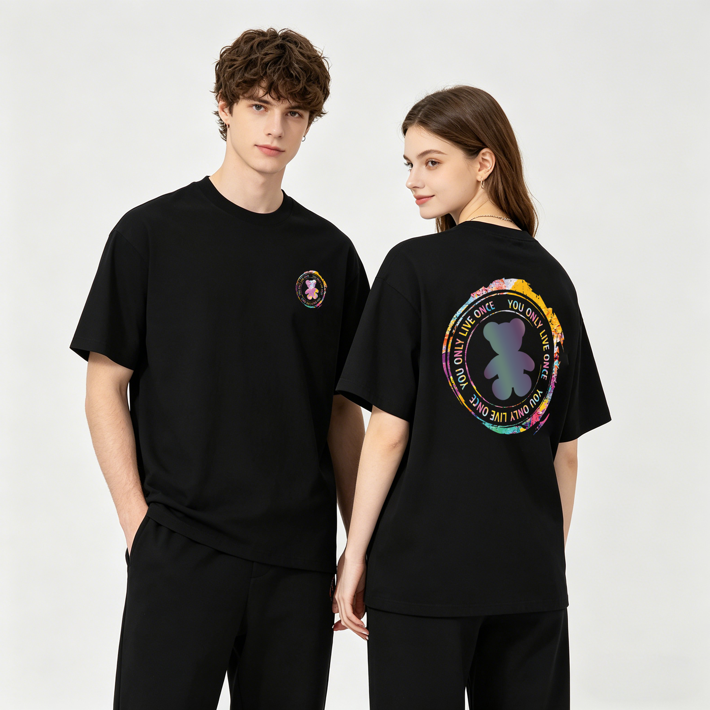 ”You only live once bear" Oversized Tee -3748