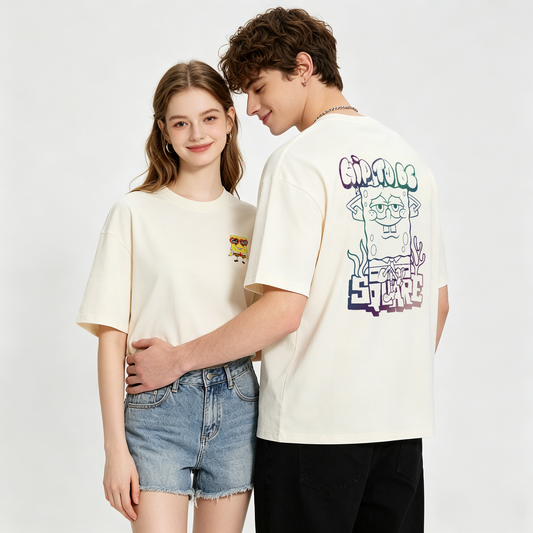 ”SBSP-get happy" Oversized Tee -3753