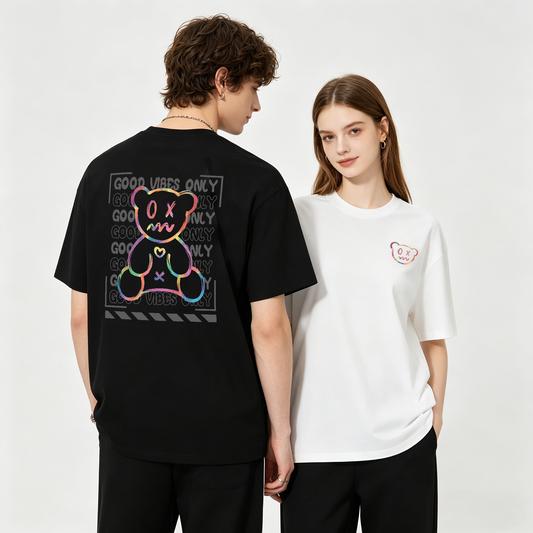 ”BEAR GOOD VIBES ONLY" Oversized Tee -3747