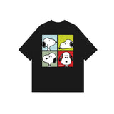 "Snoopy in 4 grids" High Graded Odell Fabric Print Oversized Tee 2614