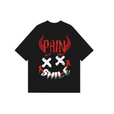 "Pain also must SMILE" High Graded Odell Fabric Print Oversized Tee 2559