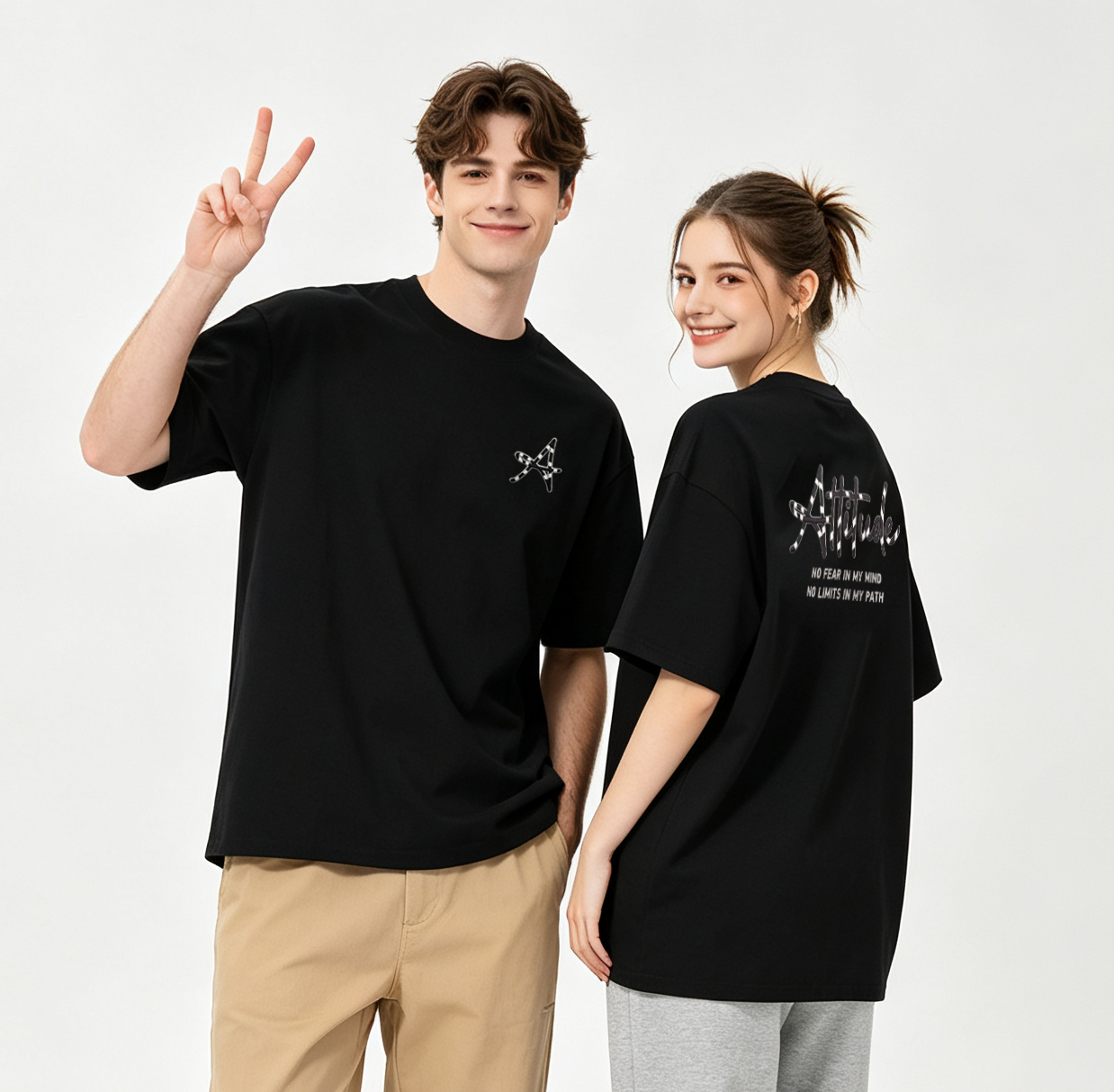 "Attitude"Oversized Tee - 3814