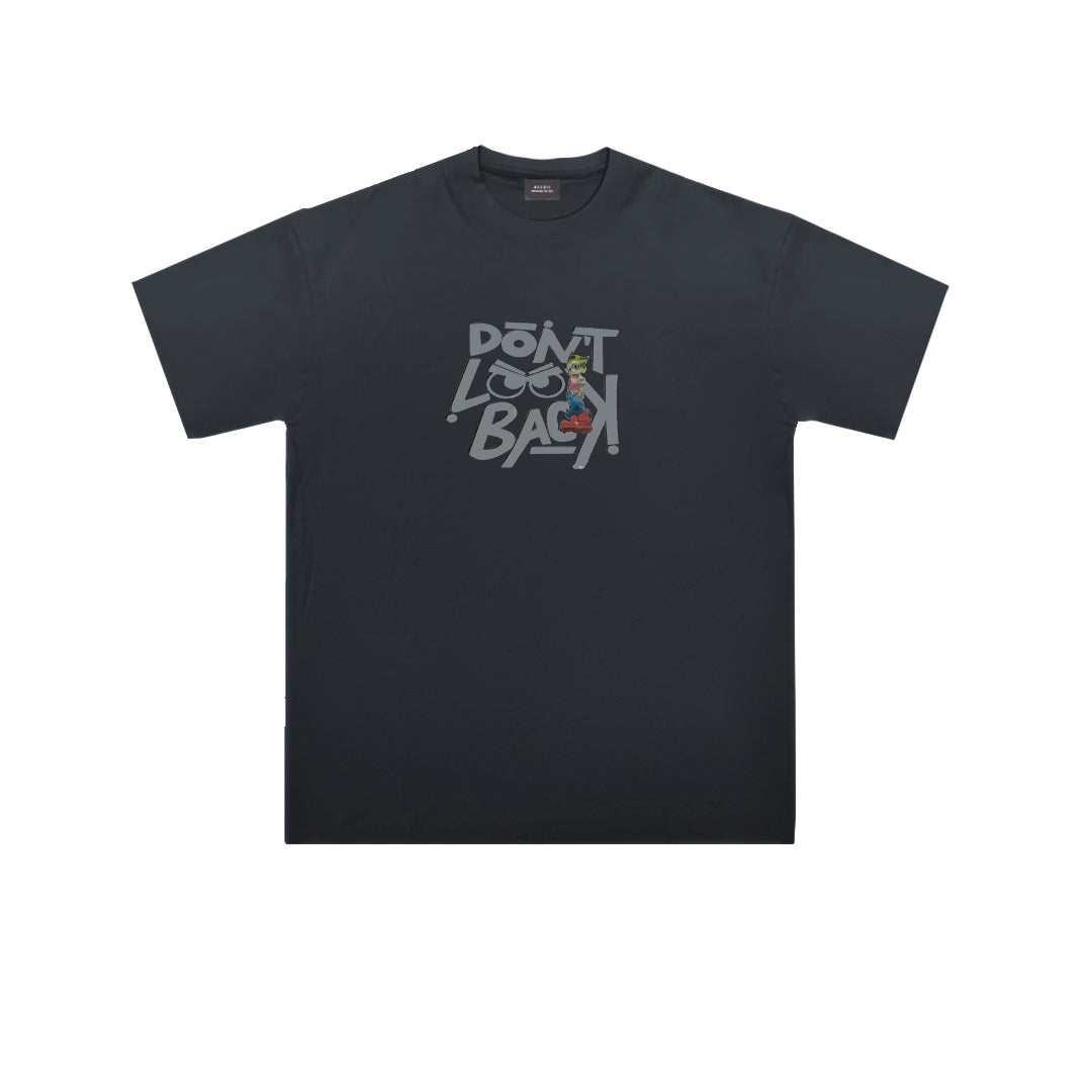 ”DON'T LOOK BACK" Double-Layer Illusion Oversized Tee -3760