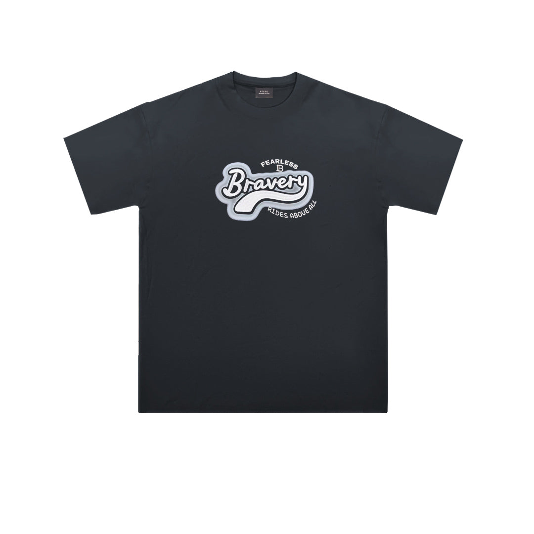 "Bravery" 3D High-Density Embroidery Oversized Tee - 3813