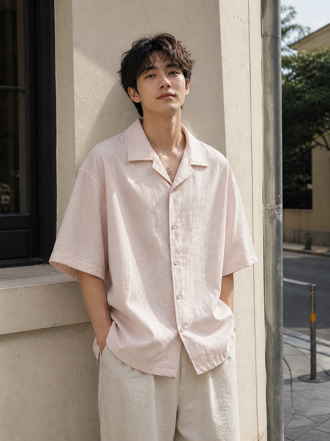 Pink Oversized Short Sleeve Shirt 4531