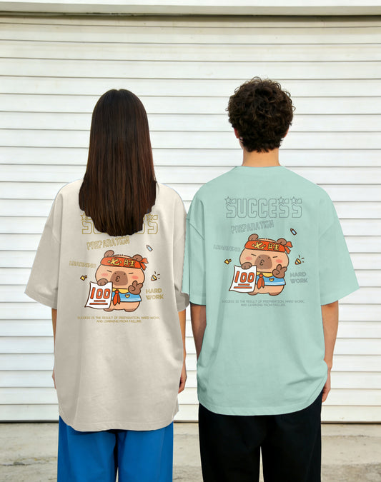 ”SUCCESS CAPYBARA" Oversized Tee - 3674