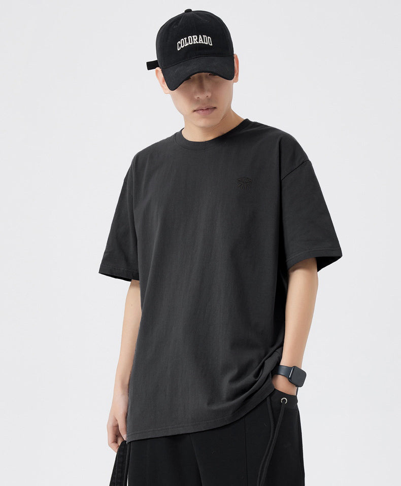 Dark Grey Basic Oversize Tee Cool Weave cotton 3554