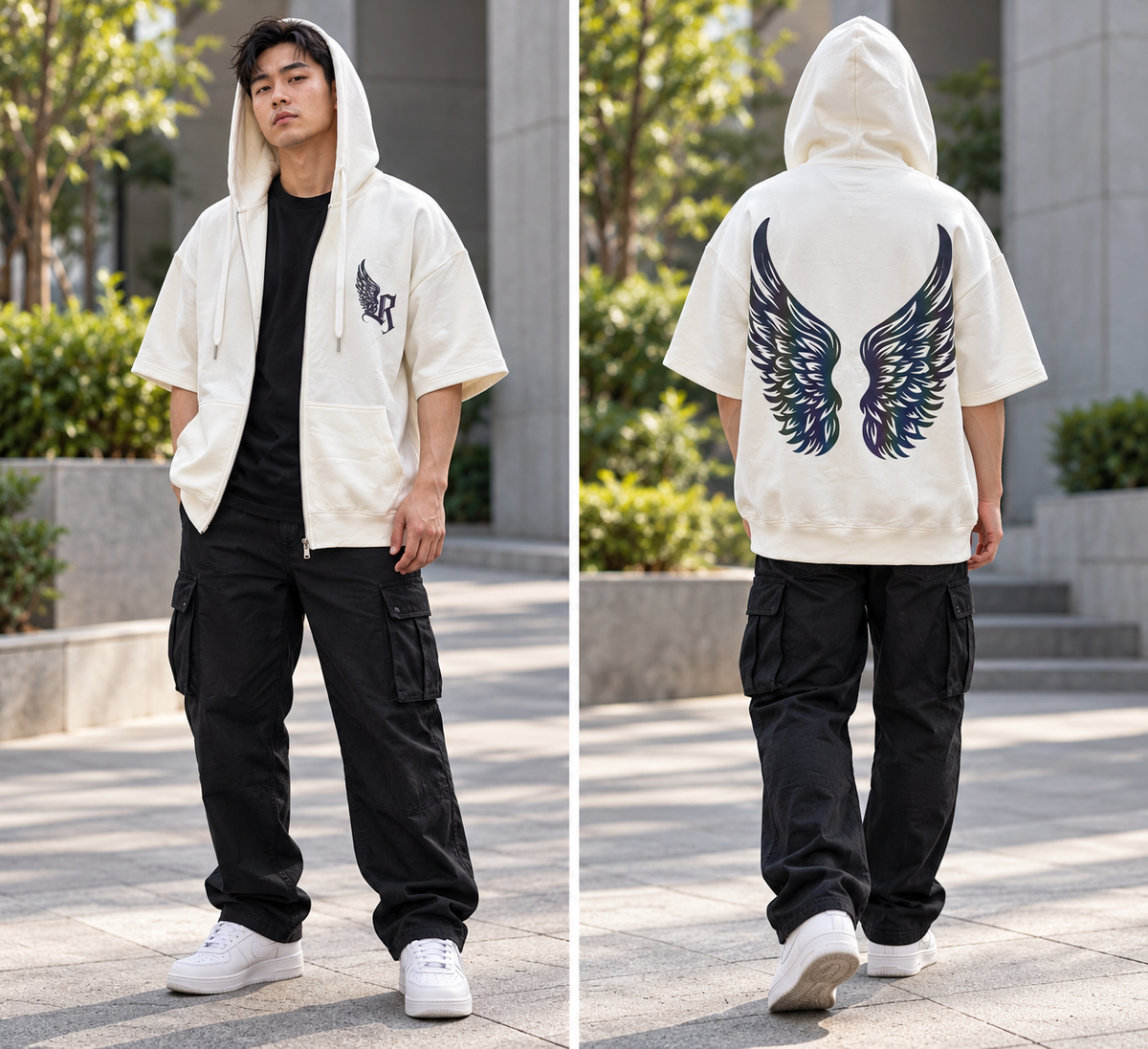 Short-Sleeve Zip Hoodie Tee 7060