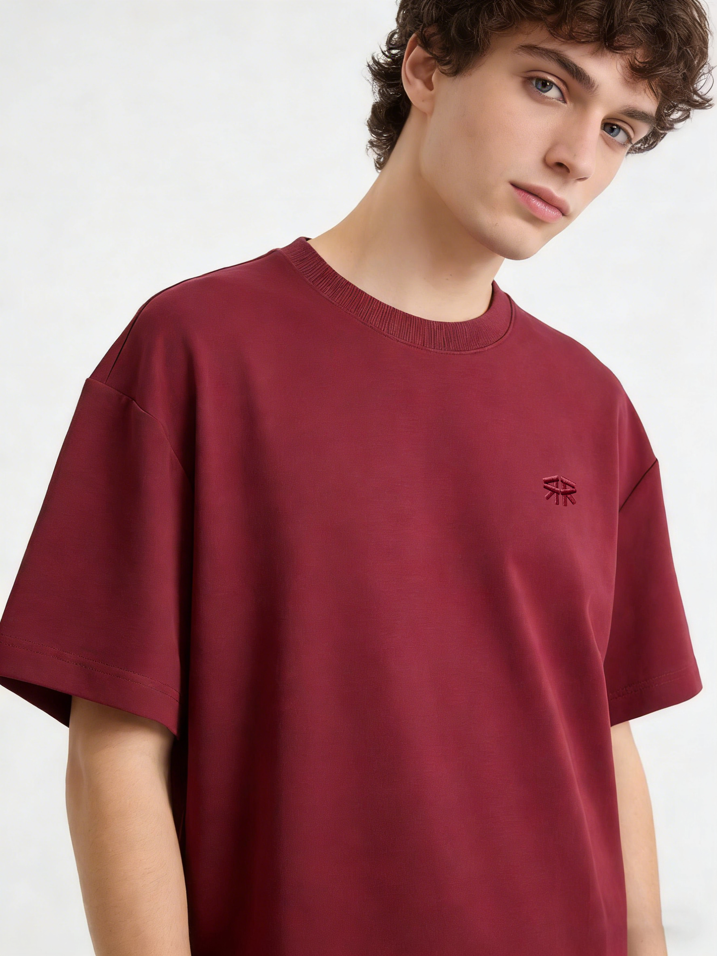 Red Basic Oversize Tee Cool Weave cotton 3554
