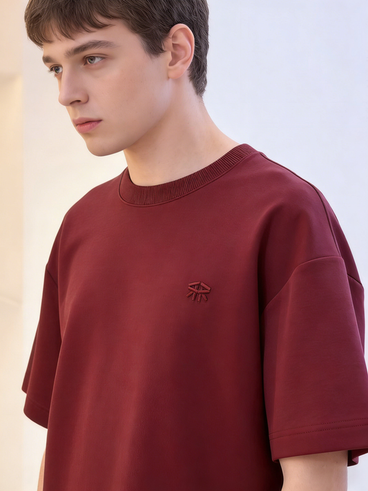 Red Basic Oversize Tee Cool Weave cotton 3554