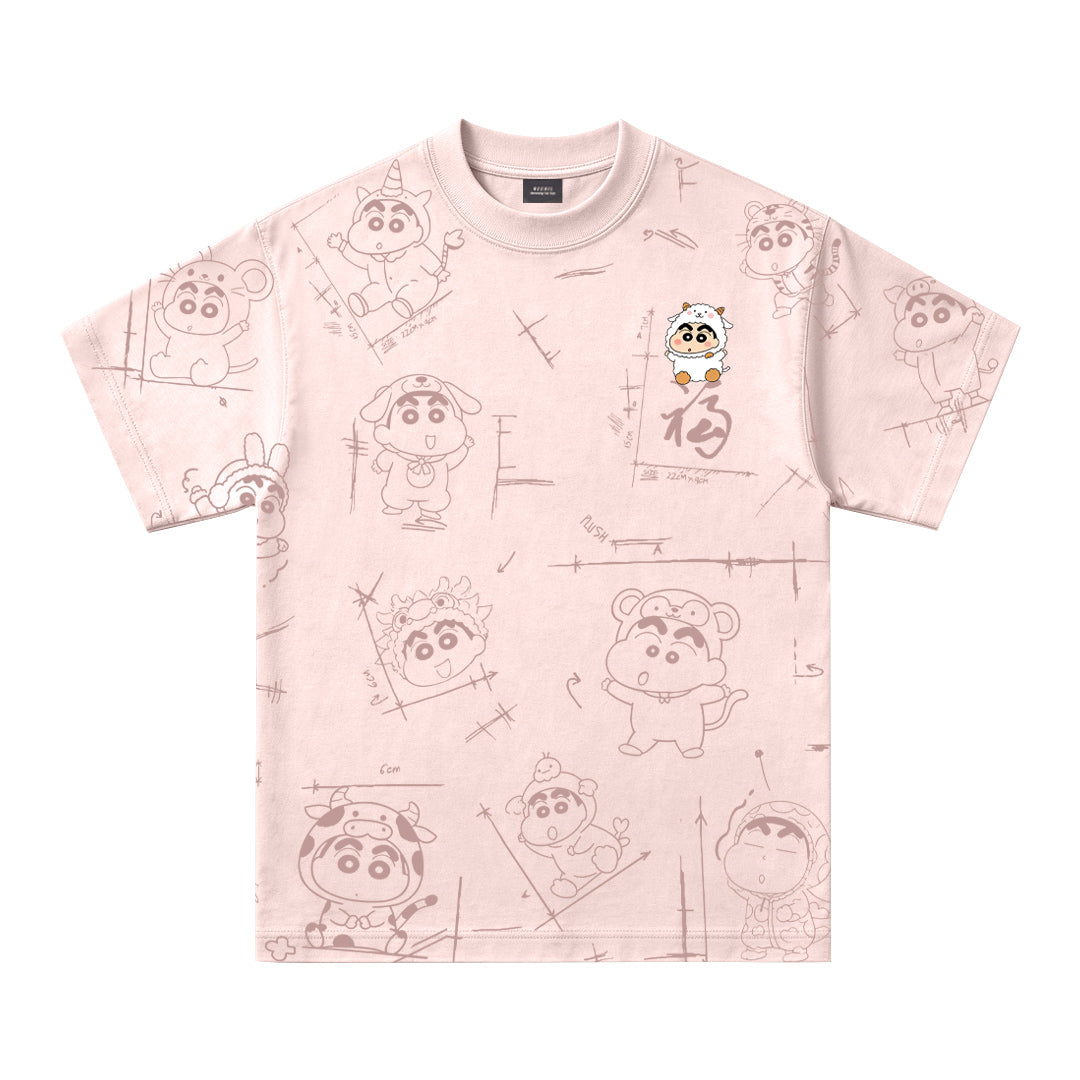 Shinchan Zodiac Graffiti Oversized Tee - 3922