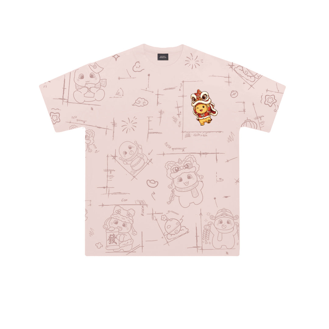 Nailong lion dance Oversized Unisex Kids T-Shirt - 39411