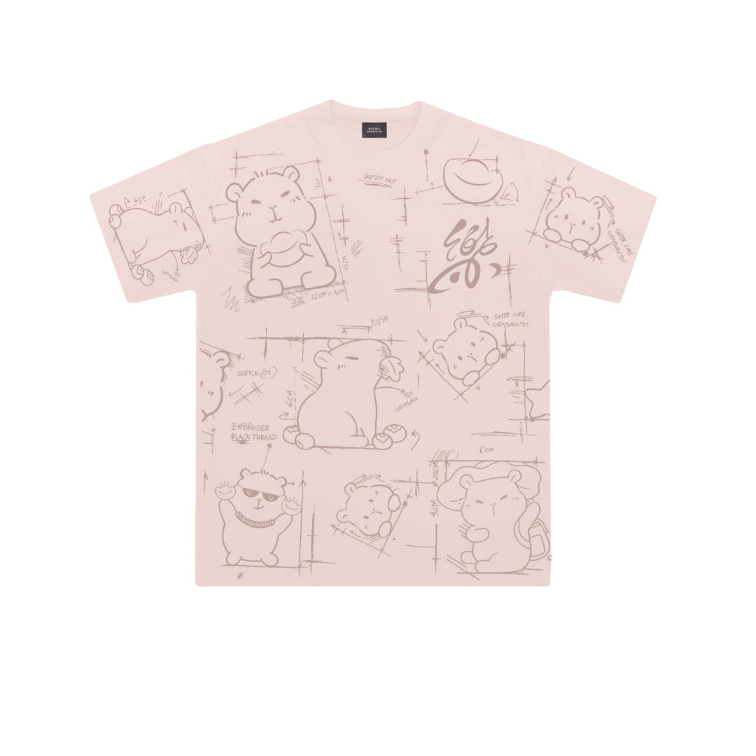 Graffiti Capybara Oversized Tee - 3652