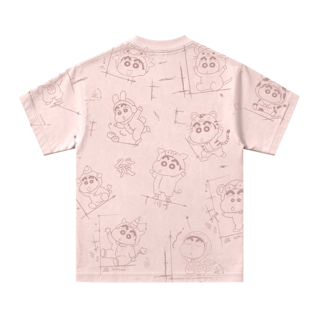 Shinchan Zodiac Graffiti Oversized Tee - 3922