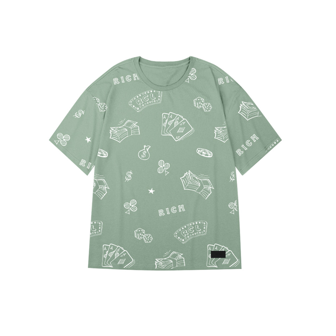 "Money-theme" Graffiti Oversized Tee - 2961