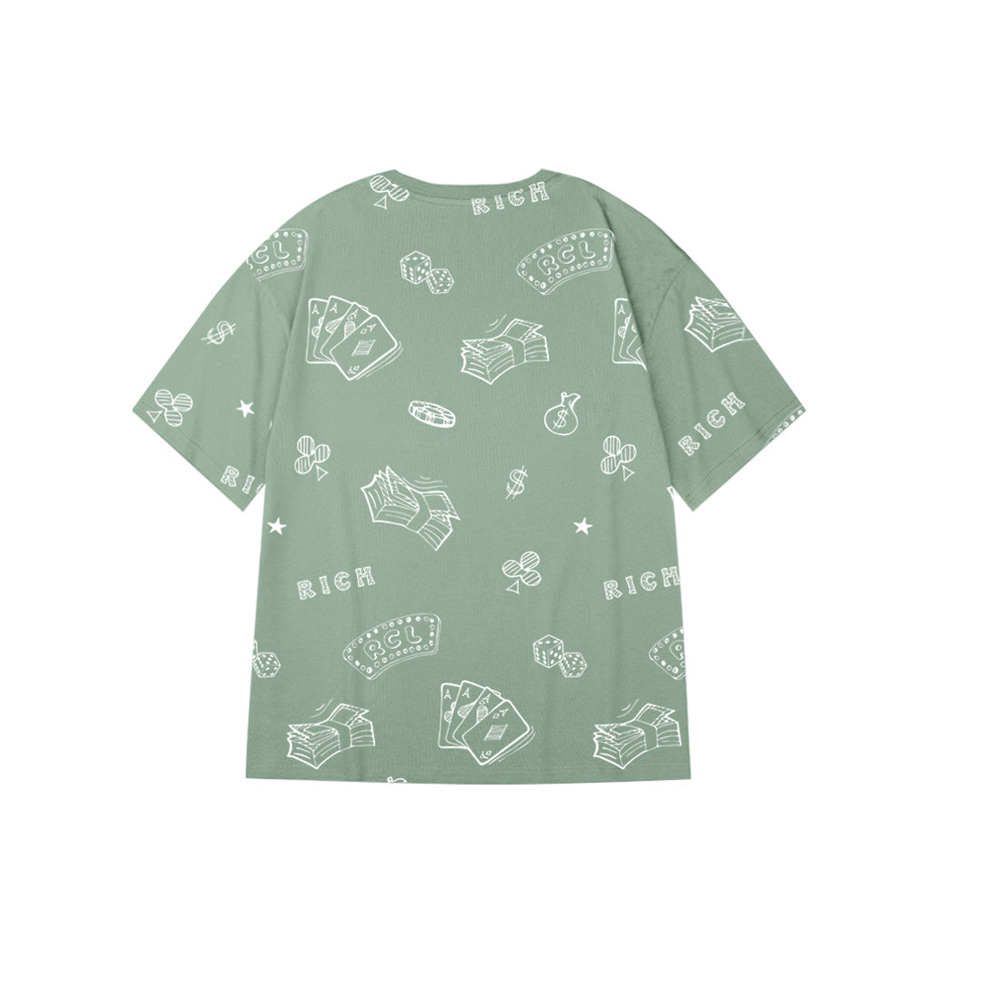 "Money-theme" Graffiti Oversized Tee - 2961