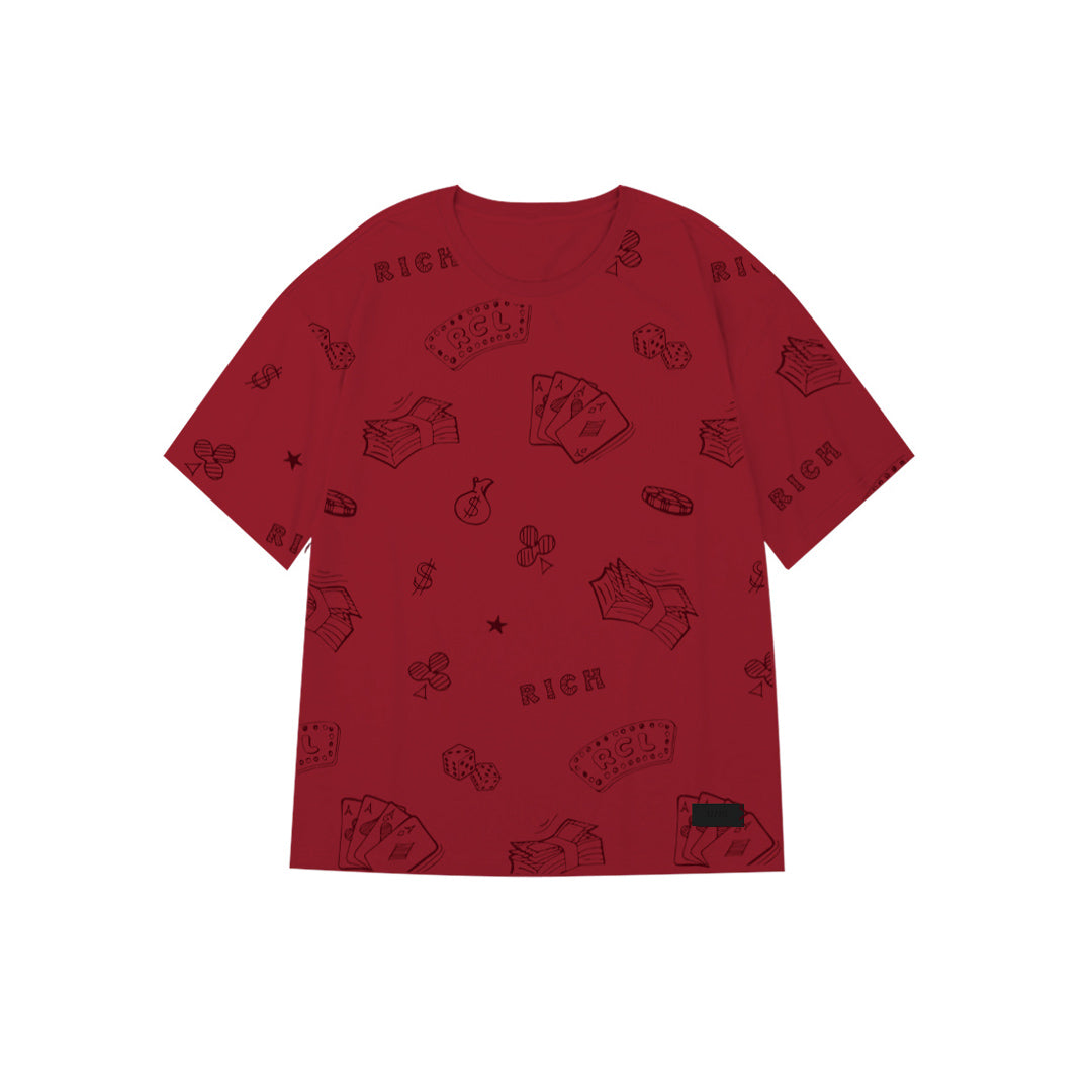 "Money-theme" Graffiti Oversized Tee - 2961