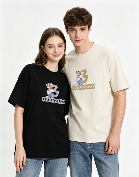 "B OVERSIZE" Layered graphic effect Oversized T-Shirt - 3757