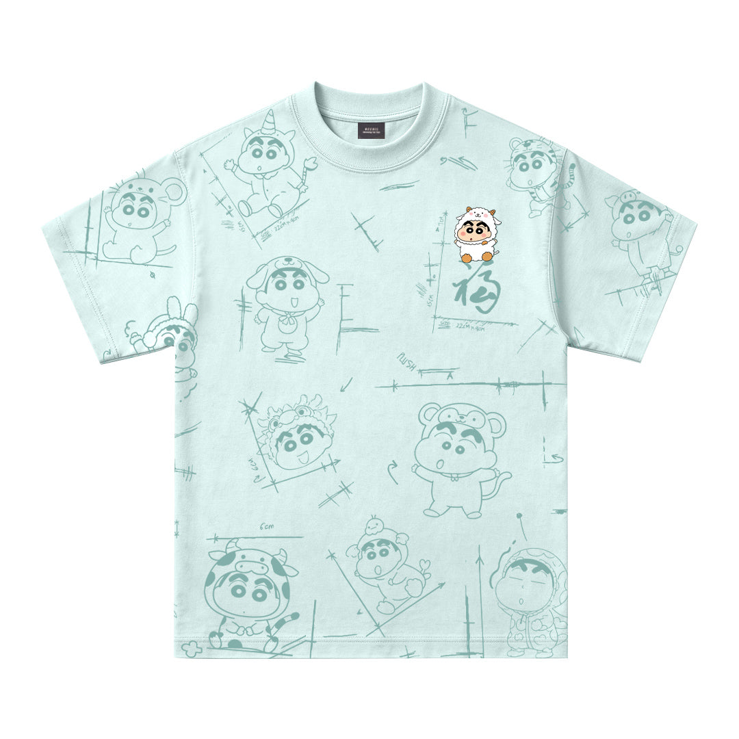 Shinchan Zodiac Graffiti Oversized Unisex Kids T-Shirt - 39221