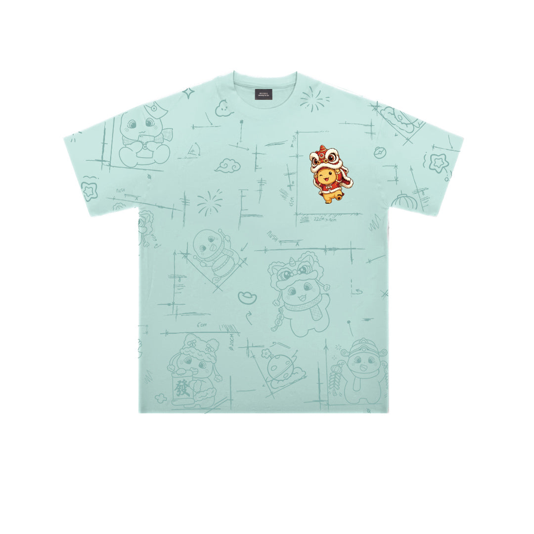Nailong lion dance Oversized Tee - 3941
