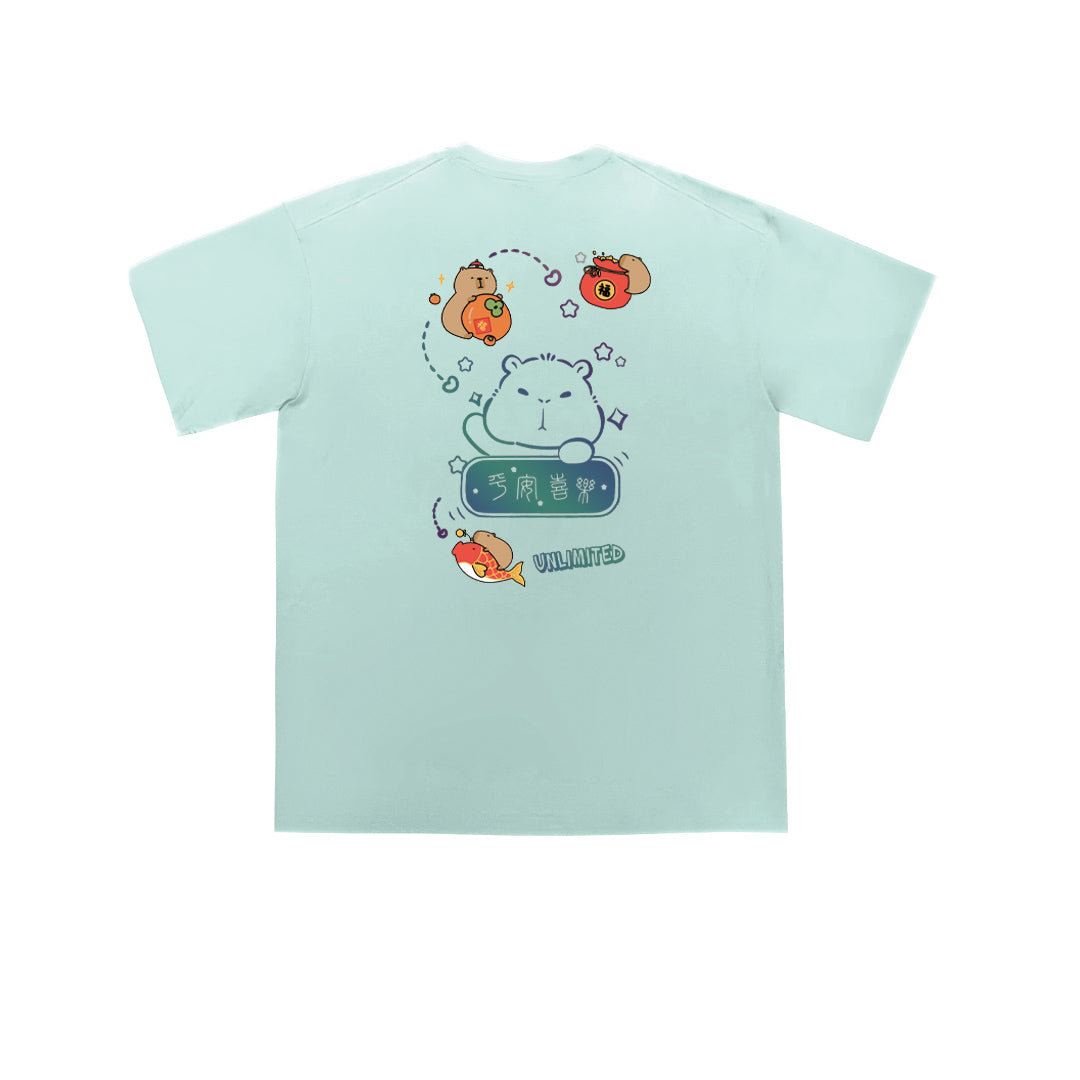 Reflective Print Capybar Oversized Tee - 3659