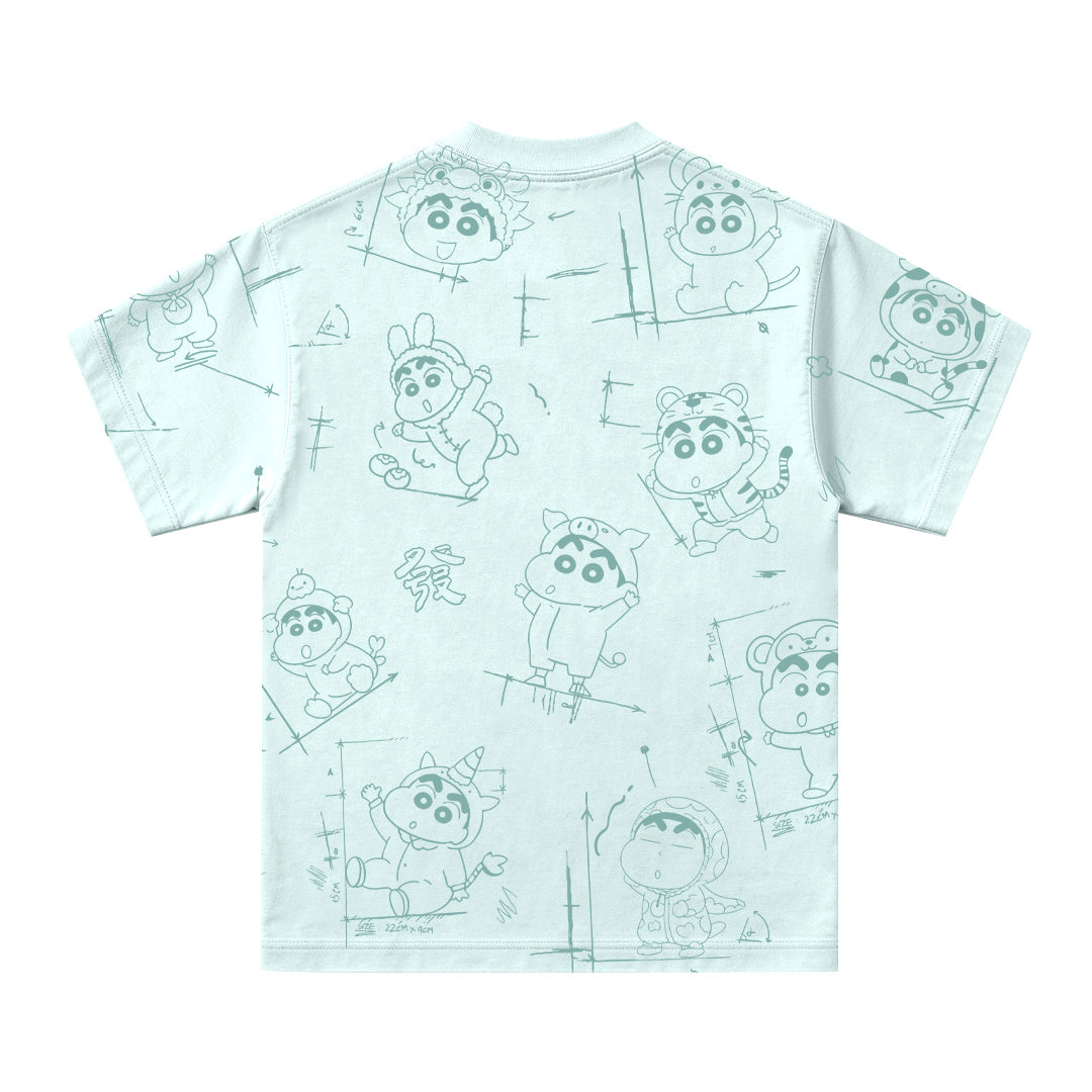 Shinchan Zodiac Graffiti Oversized Tee - 3922