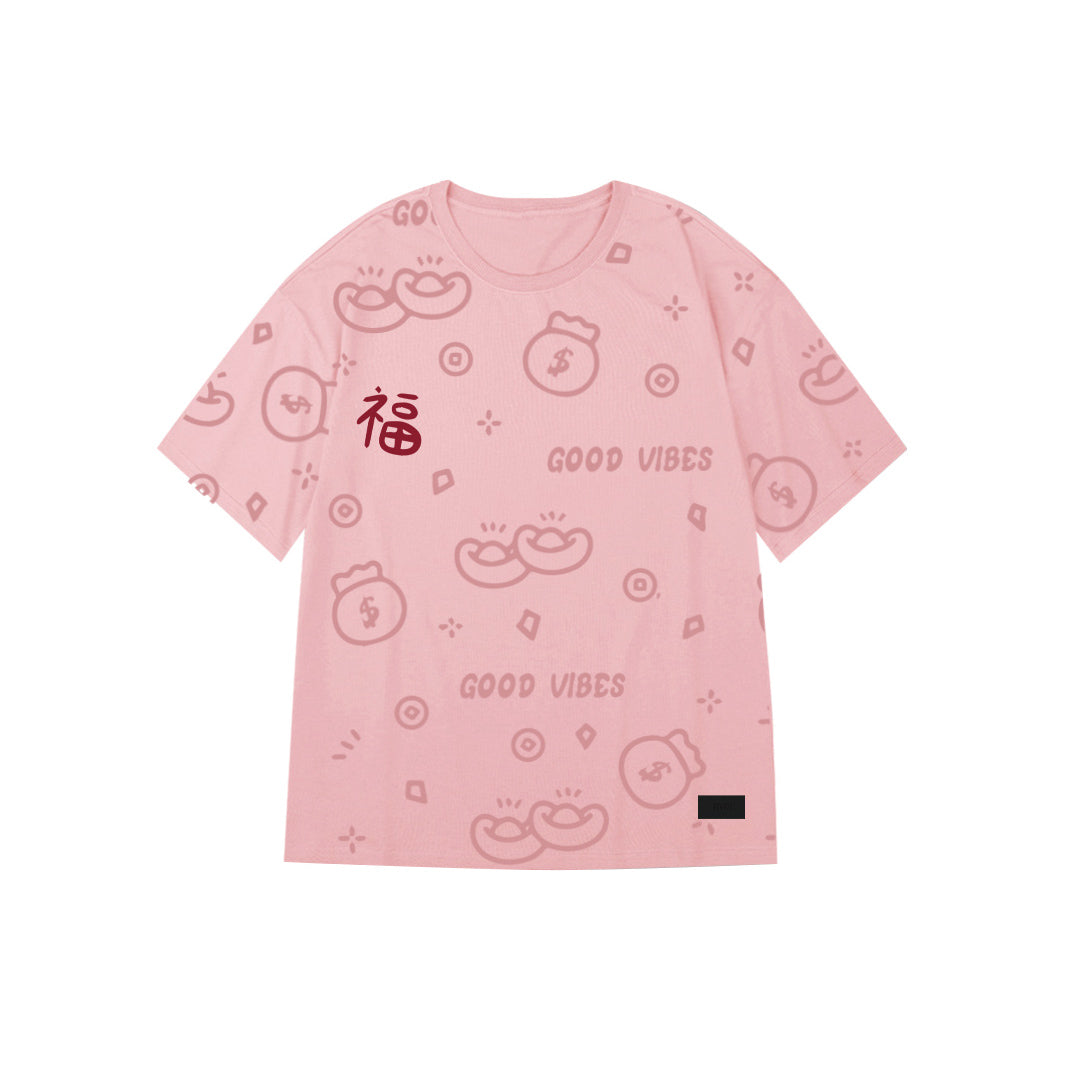 "Good Vibes" Graffiti Oversized Tee - 2962