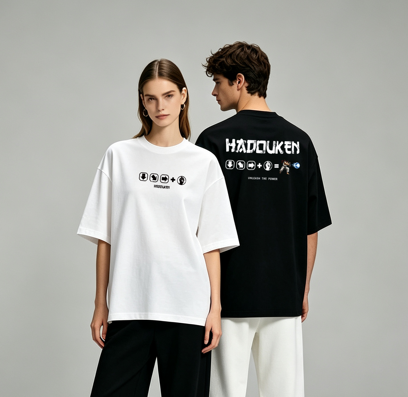 "HADOUKEN"Oversized Tee - 3858
