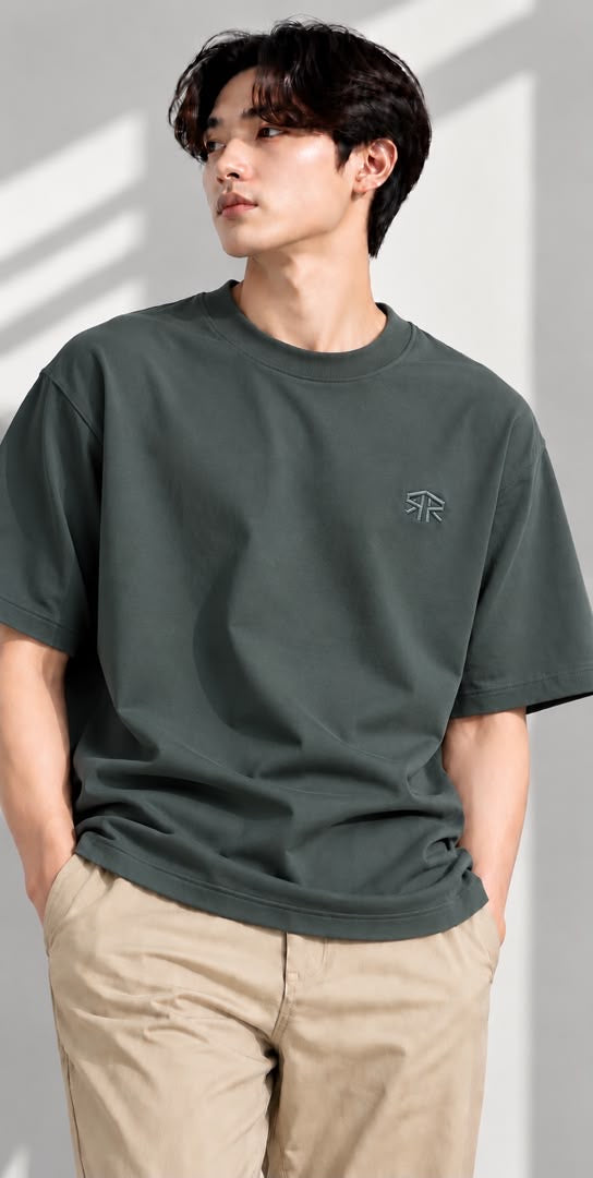 Dark Green Basic Ultra Cool Oversize Tee (3921)