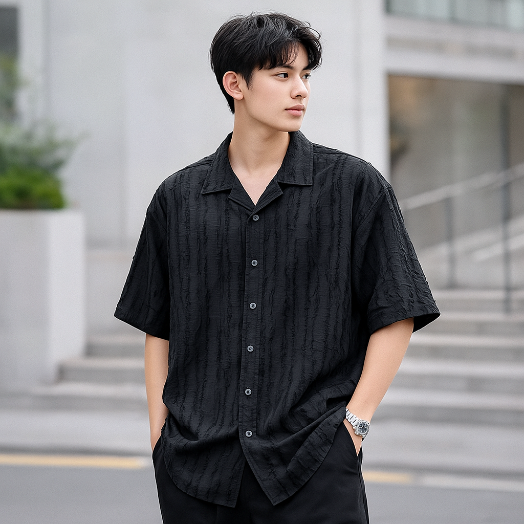 Oversized Short Sleeve Shirt 4511 Black