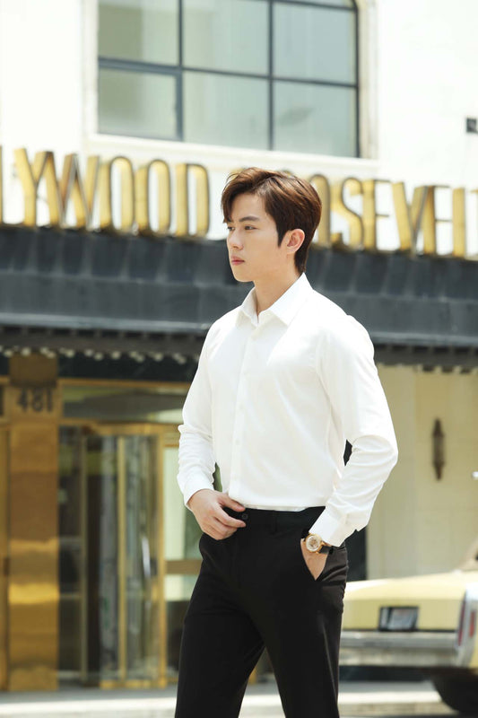 Premium Wrinkle-Resistant Business Shirt (White) | 6814