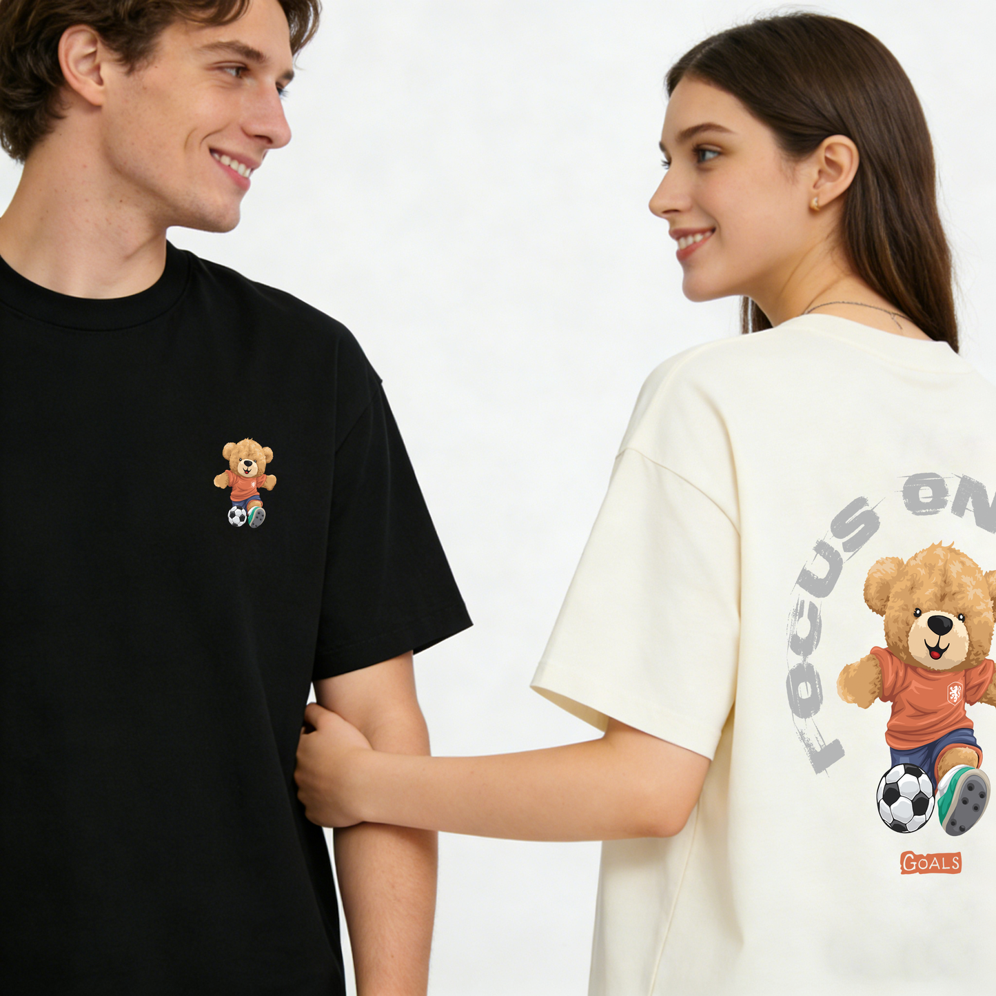 ”BEAR FOCUS ON GOALS" Oversized Tee -3723