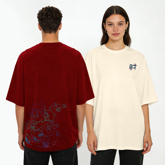 ”财" Oversized Tee - 3635