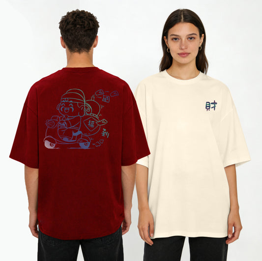 ”财" Oversized Tee - 3635