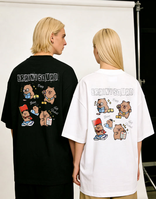 ”BRAINY SQUAD CAPYBARA" Oversized Tee - 3677