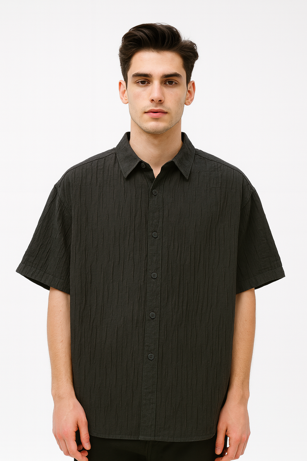 Oversized Short Sleeve Shirt 4516 Black