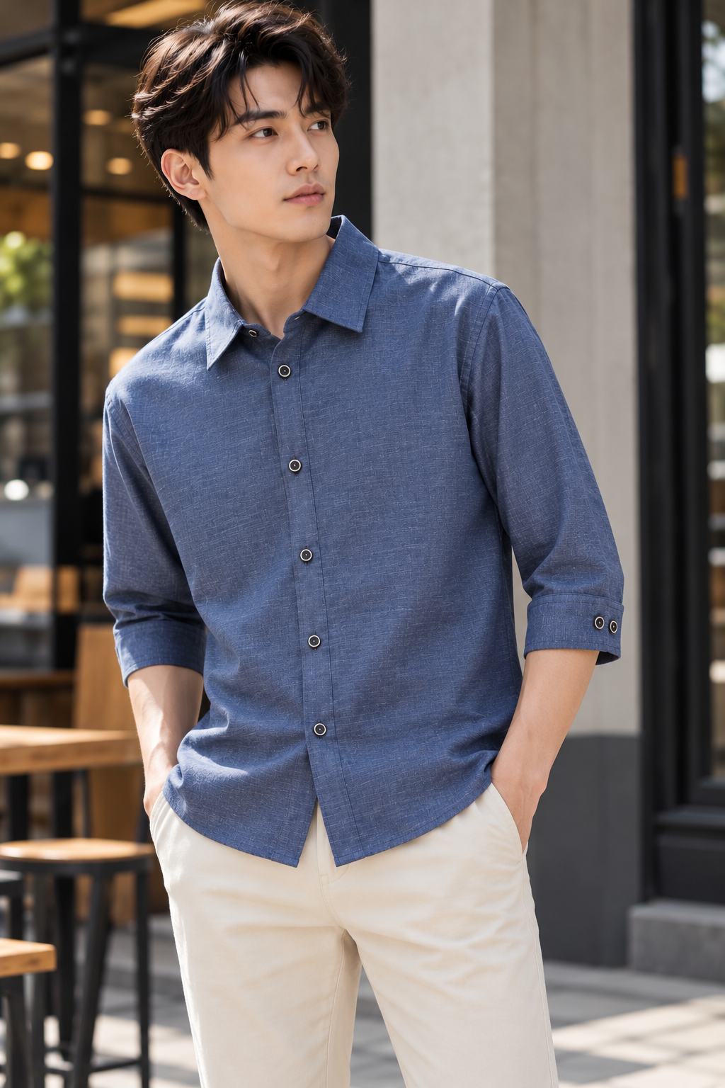 Premium textured fabric 3/4-Sleeve Shirt– 1322