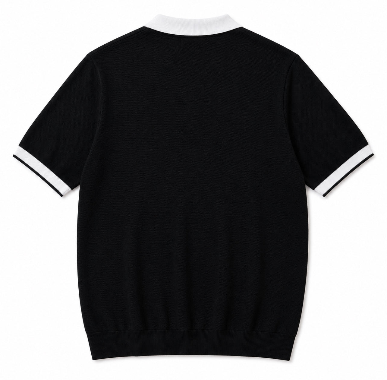 Contrast Collar Zip Knit Polo T-Shirt 41356