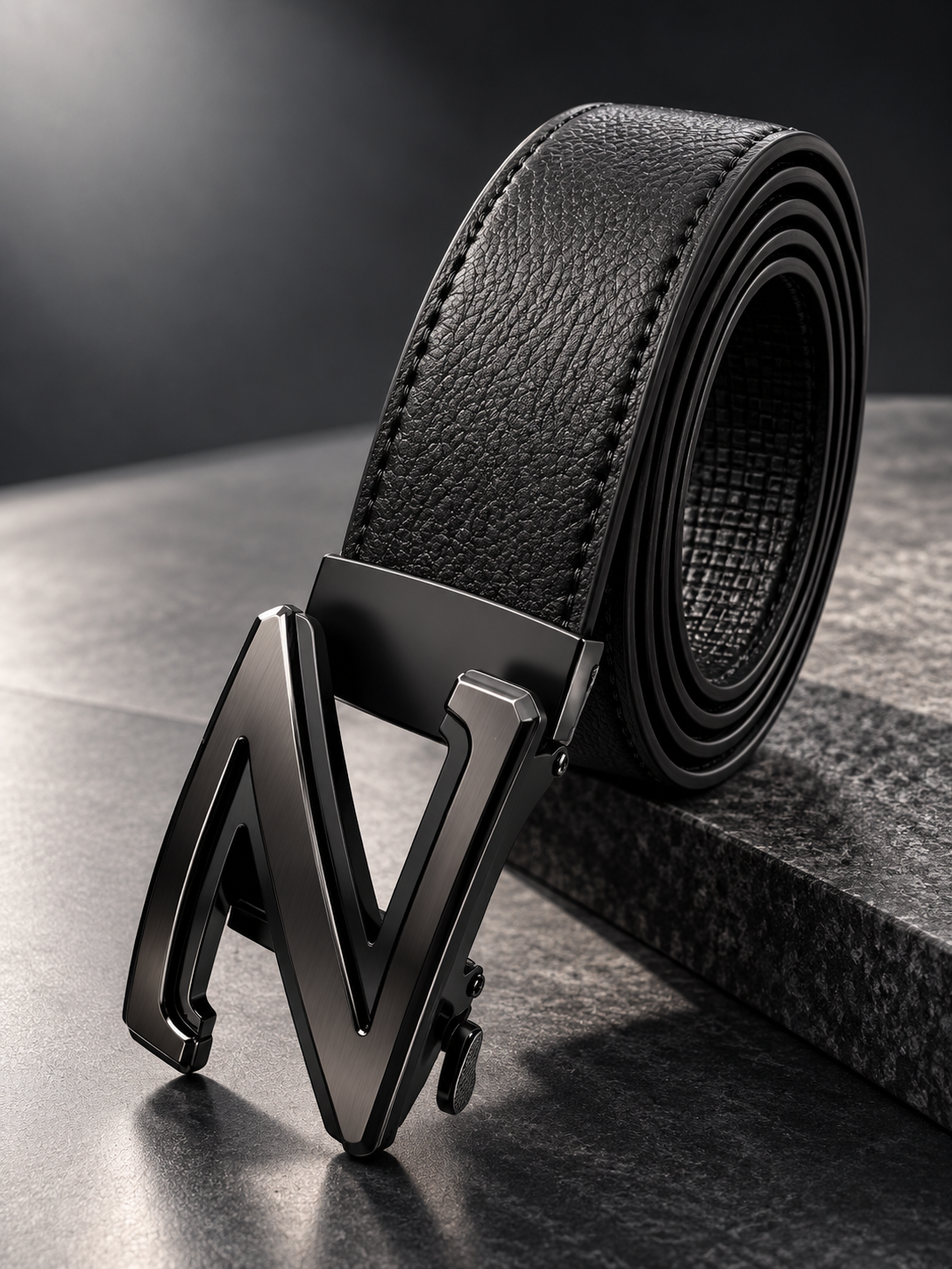 Z-Buckle Black Automatic Buckle Belt