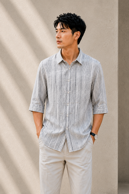 White 3/4-Sleeve Shirt 1302