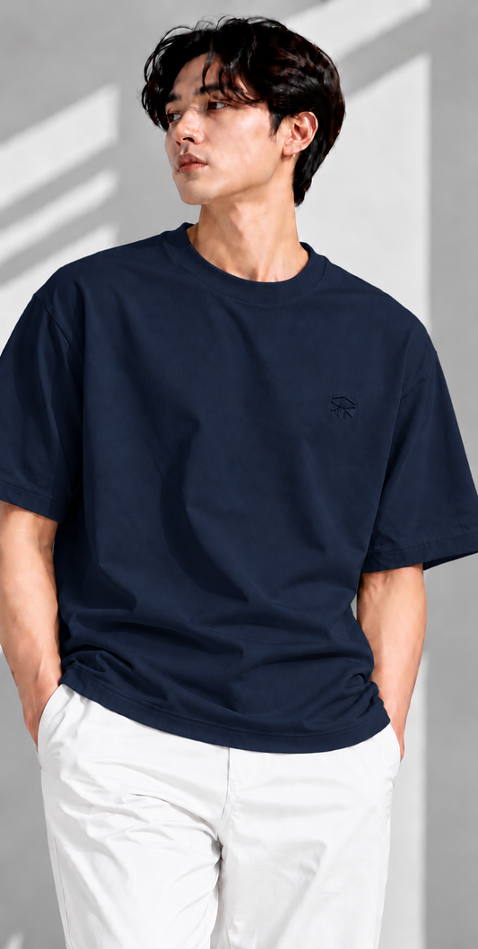 Navy Basic Ultra Cool Oversize Tee 3554