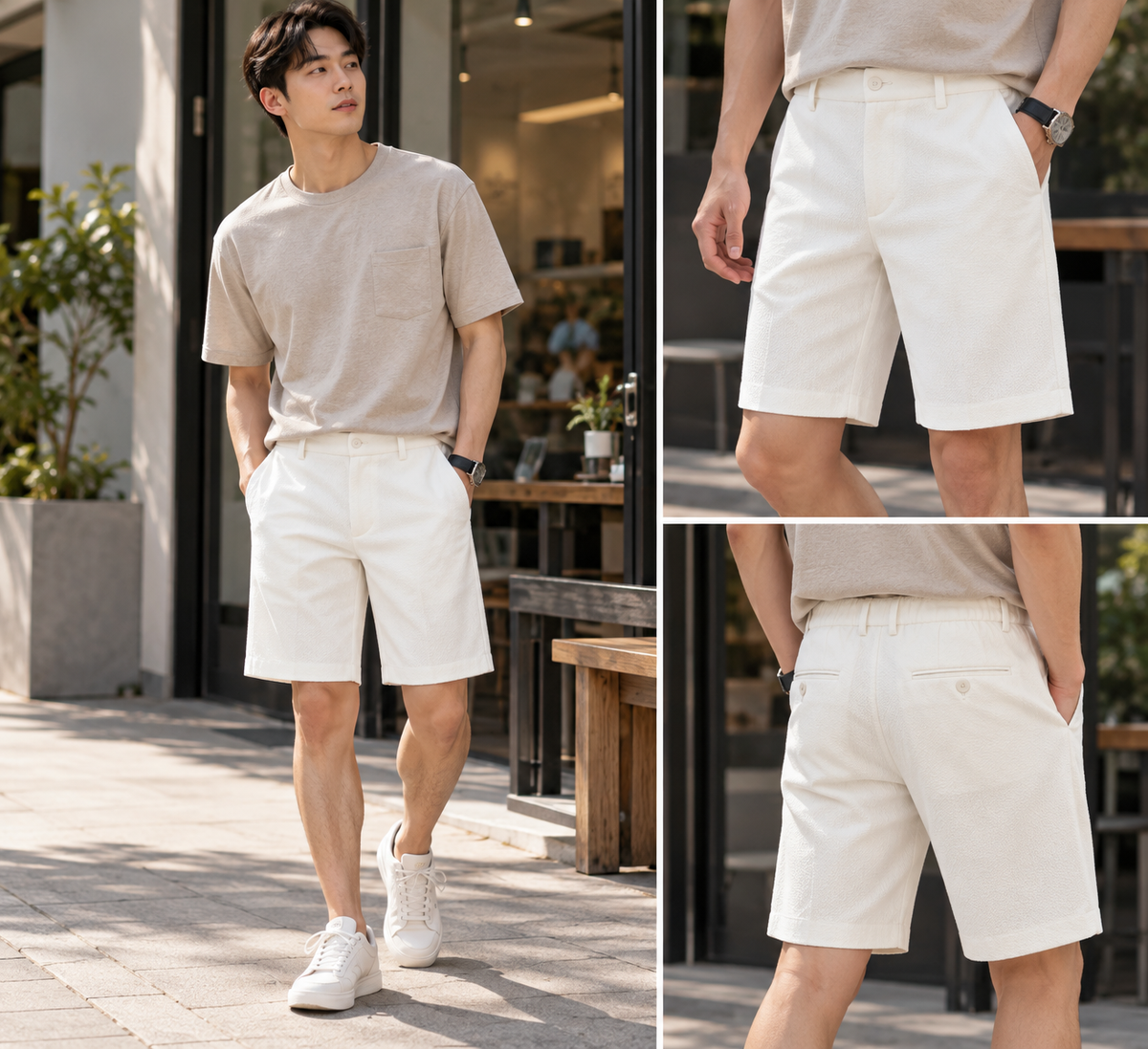 Slim Fit Chino Shorts (White) 8060