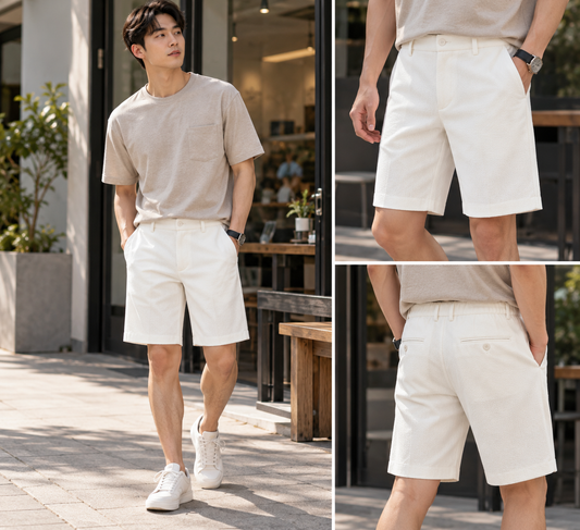 Slim Fit Chino Shorts (White) 8060