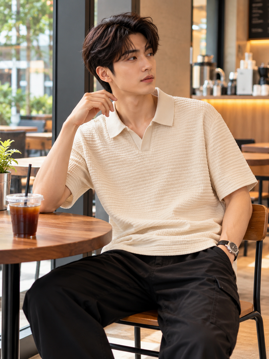 Premium Textured Polo Tee Apricot 4115