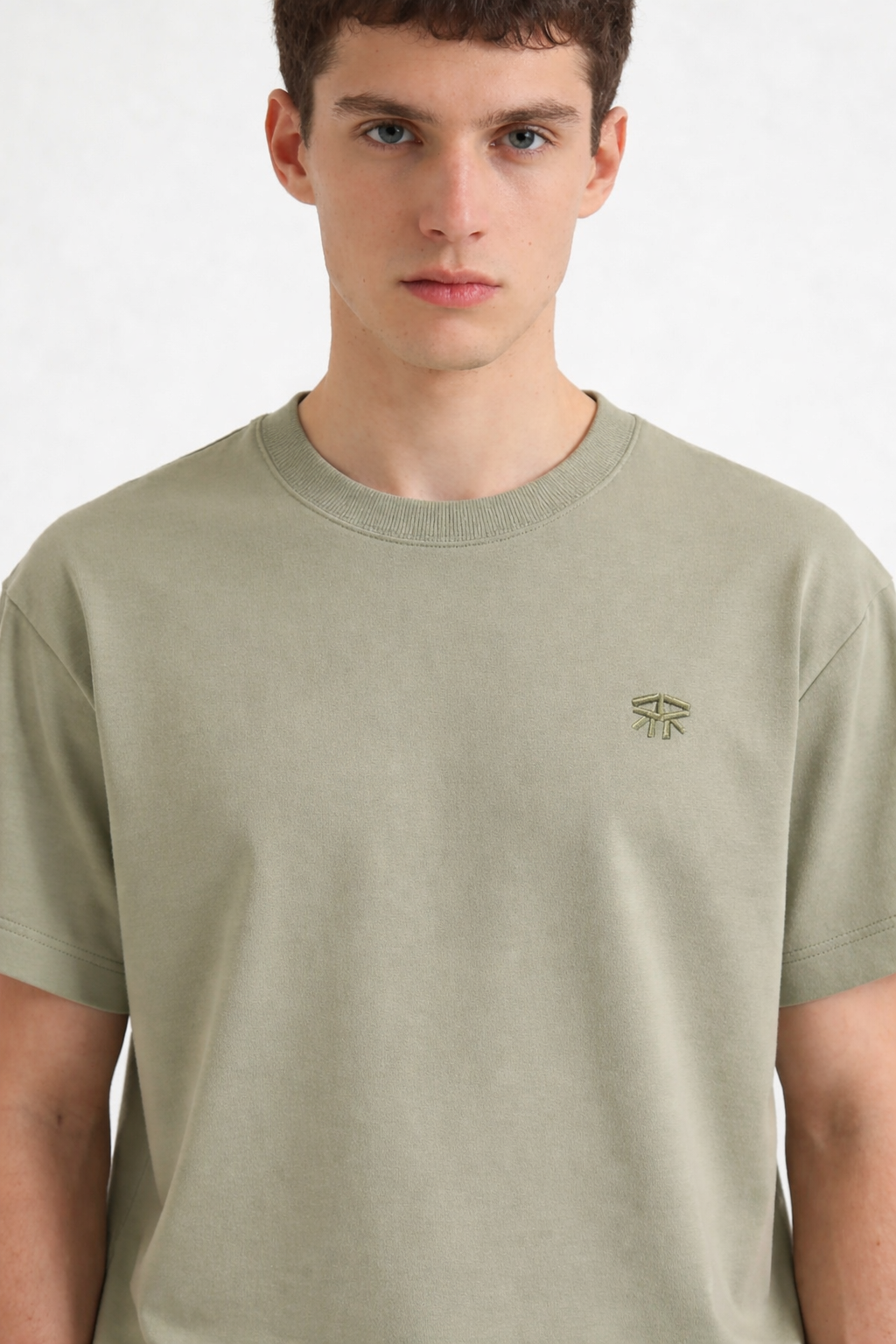 Army Green Basic Oversize Tee Cool Weave cotton 3554
