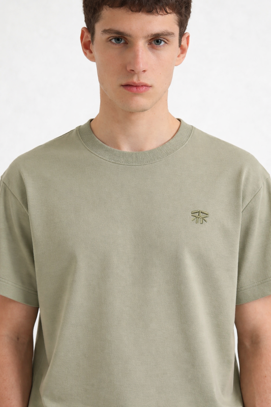 Army Green Basic Oversize Tee Cool Weave cotton 3554